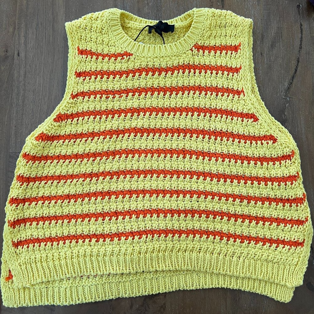 NWT - Zara Knit Tank Top - Yellow Orange Stripe - Size L